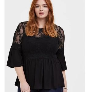 Black Lace Peplum top Torrid Size 2